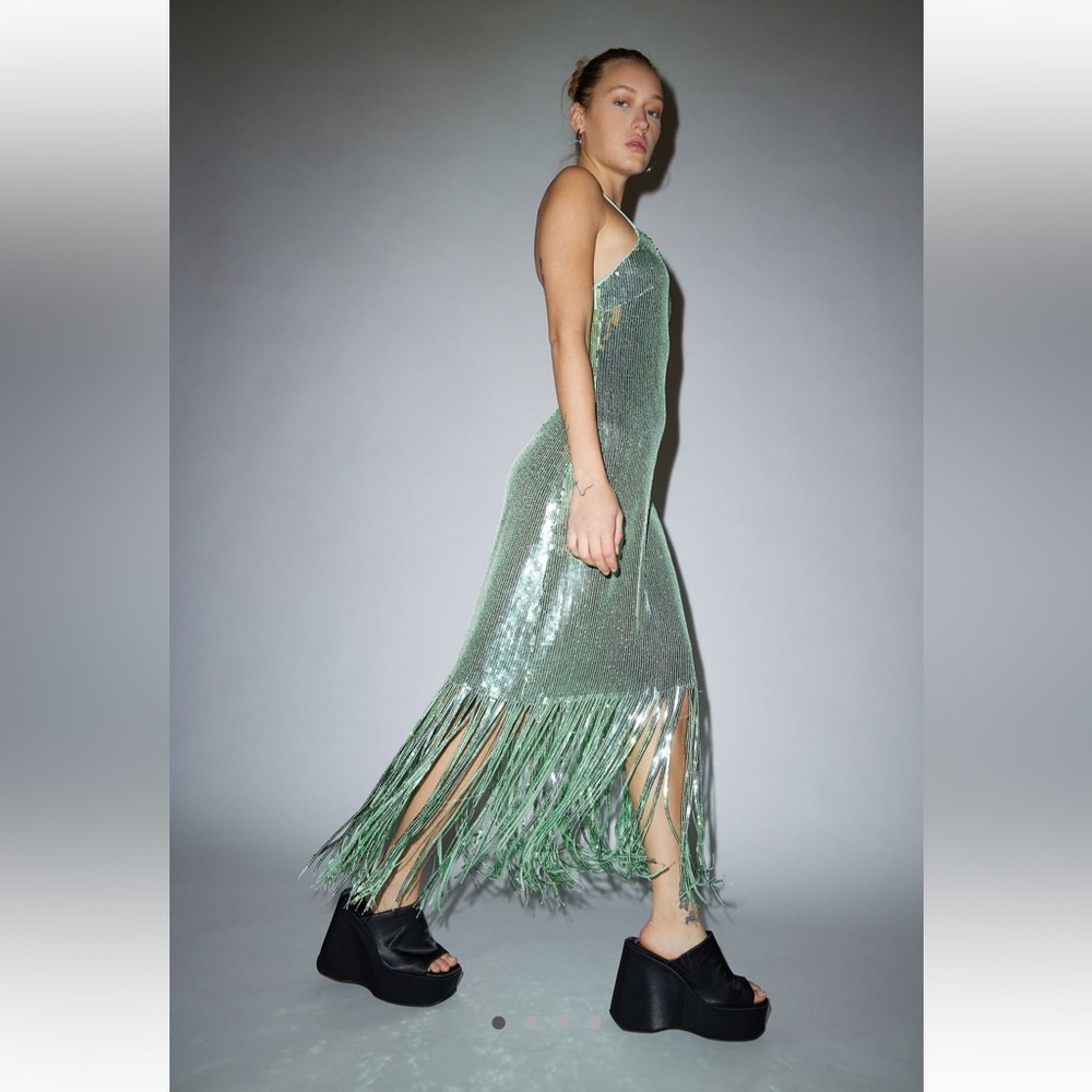 Urban Outfitters Sequin Tassel Midi Dress